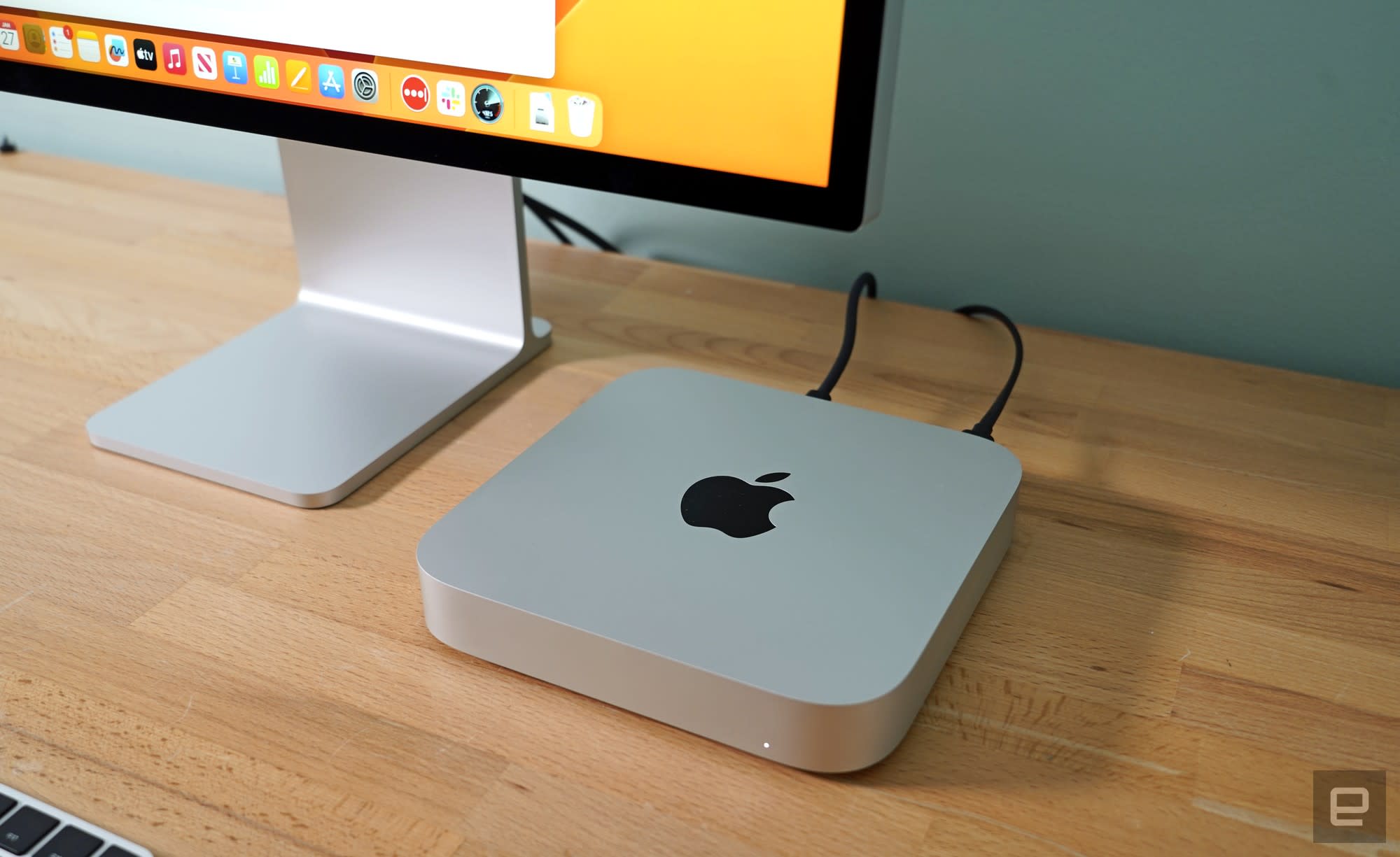 Apple Mac Mini with M2 Pro desk setup with Apple Studio Display